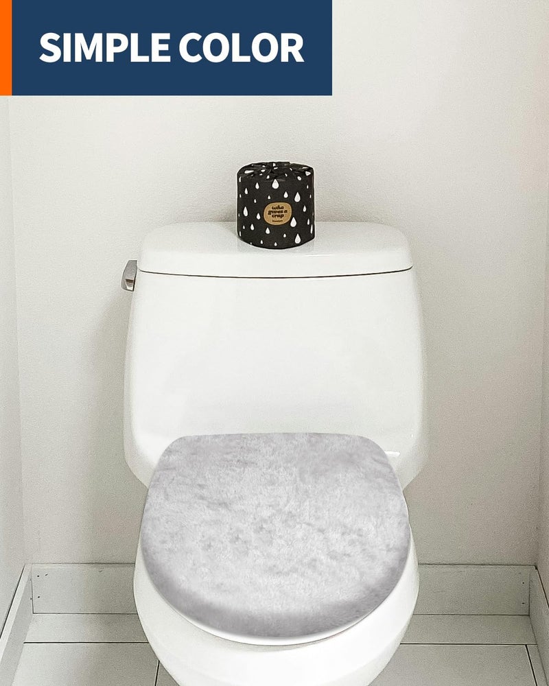 Aecsze Microfiber Toilet Lid Cover, Soft Velvet Toilet Cover; Absorbent, Machine Washable, Comfortable, Durable Adjustable Toilet Seat Cover Fits Most Toilet Lids (Light Gray) - Image 5